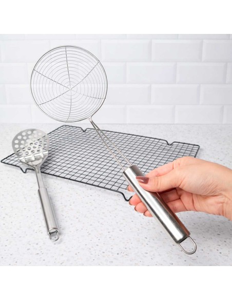 Escumadeira Escorredor de Fritura Coador Peneira Aço Inox