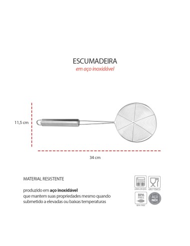 Escumadeira Escorredor de Fritura Coador...