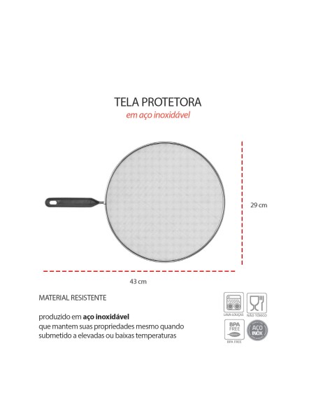 Tela Protetora Anti Respingo Tampa Fritura Aço Inox 29cm