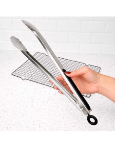 Pegador Pinça Alimentos Carne Grande Inox Profissional 39cm 2