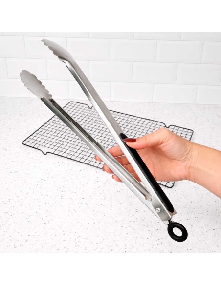 Pegador Pinça Alimentos Carne Grande Inox Profissional 39cm