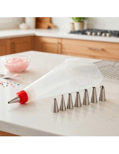 Bicos de Confeitar Inox 7un e Saco Reutilizavel Bolo Cupcake 2