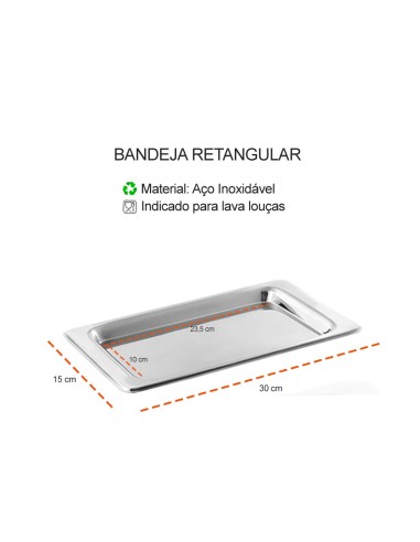 Bandeja Bar Inox Retangular Cafe Restaurante...