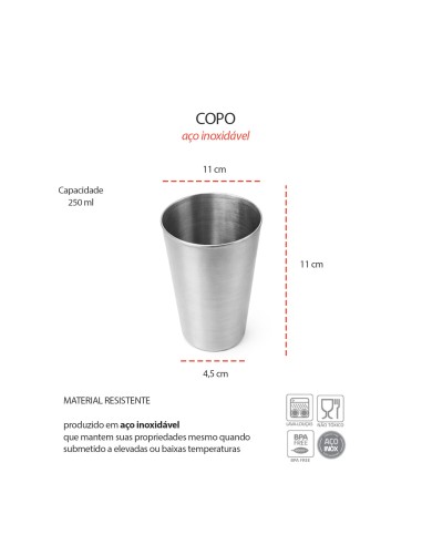 Copo Inox Pequeno Drink Bar Buffet Suco Agua...
