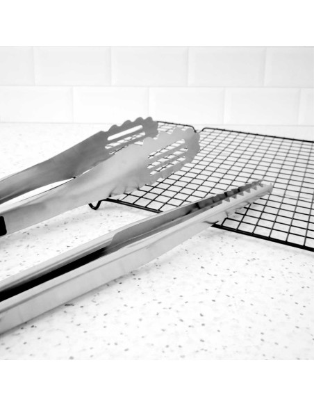 Pegador Pinça Alimentos Carne Grande Vazado Inox 39cm
