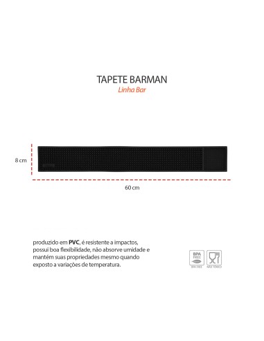 Tapete Barman Mat Runner Preto Bar Drink...