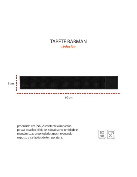 Tapete Barman Mat Runner Preto Bar Drink Profissional 60cm