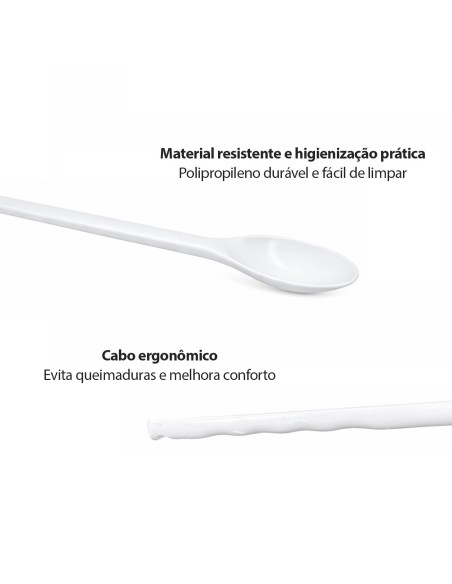 Colher Profissional Grande Branca Culinaria Cabo PP 30cm