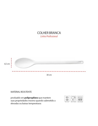 Colher Profissional Grande Branca Culinaria...