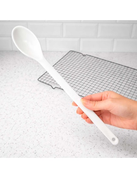 Colher Profissional Grande Branca Culinaria Cabo PP 30cm