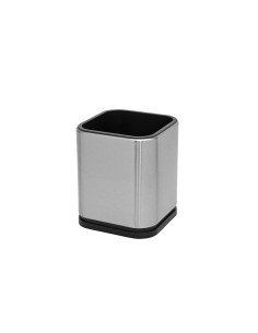 Porta Talheres Utensilios Inox Quadrado Suporte Preto