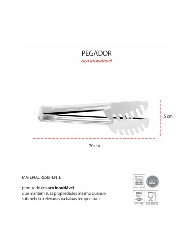 Pegador de Alimentos Massa Macarrao Aço Inox...