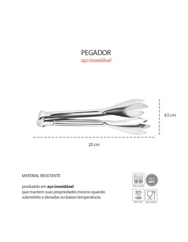 Pegador de Alimentos Salada Carne Aço Inox...