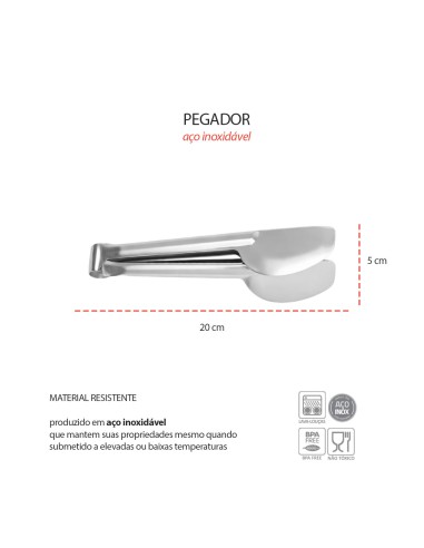 Pegador de Alimentos Carne Salada Aço Inox...