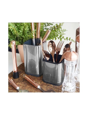 Porta Talheres Utensilios Inox Quadrado Suporte...