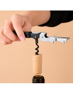 Saca Rolha Abridor de Vinho Garrafa Inox Preto Bar Garçom 2