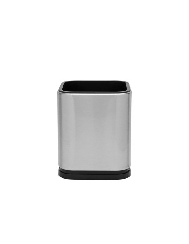 Porta Talheres Utensilios Inox Quadrado Suporte...