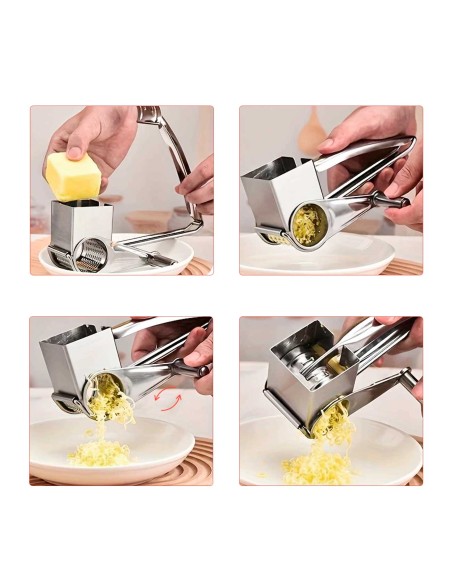 Ralador de Queijo Inox Triturador Manual Giratorio Manivela