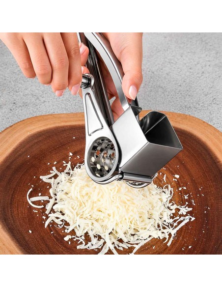Ralador de Queijo Inox Triturador Manual Giratorio Manivela