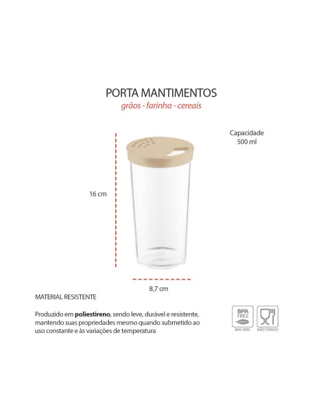 Pote Farinheiro Porta Mantimentos Graos Cereais Bege Nude
