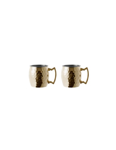 Mini Caneca Moscow Mule Inox Dourado Velho 60ml Finger Food 2un
