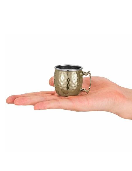 Mini Caneca Moscow Mule Inox Dourado Velho 60ml Finger Food 2un