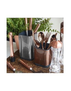 Porta Talheres Utensilios Quadrado Suporte Aço Inox Preto 2