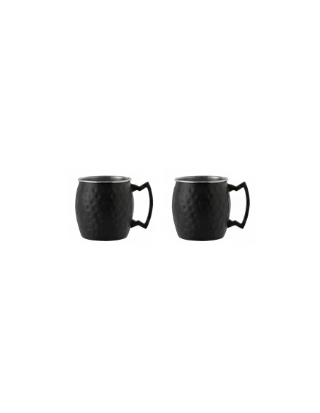 Mini Caneca Moscow Mule Inox Preto Pequena 60ml Finger Food 2un