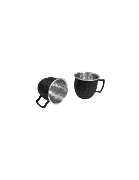 Mini Caneca Moscow Mule Inox Preto Pequena 60ml Finger Food 2un