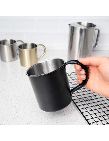 Caneca Moscow Mule Aço Inox Preta 420ml Bar Drink Coquetel
