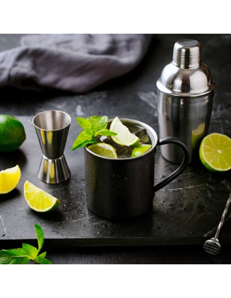 Caneca Moscow Mule Aço Inox Preta 420ml Bar Drink Coquetel