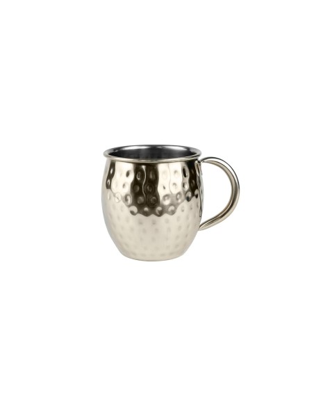 Caneca Moscow Mule Martelada Inox Dourado Velho 580ml Bar Drink