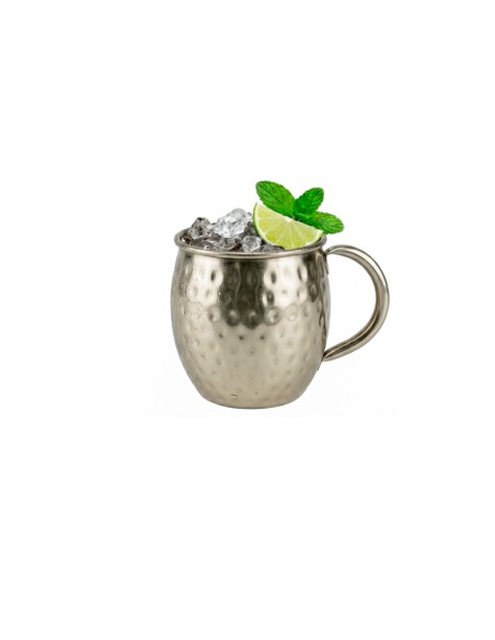Caneca Moscow Mule Martelada Inox Dourado Velho 580ml Bar Drink