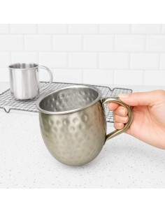 Caneca Moscow Mule Martelada Inox Dourado Velho 580ml Bar... 2