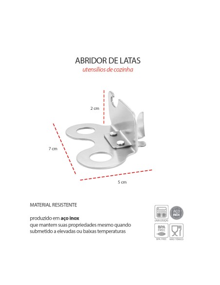 Abridor de Latas e Garrafas Aço Inox Manual Borboleta
