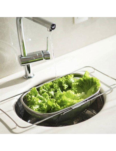 Escorredor de Alimentos Salada Arroz Retratil Inox Alça Pia