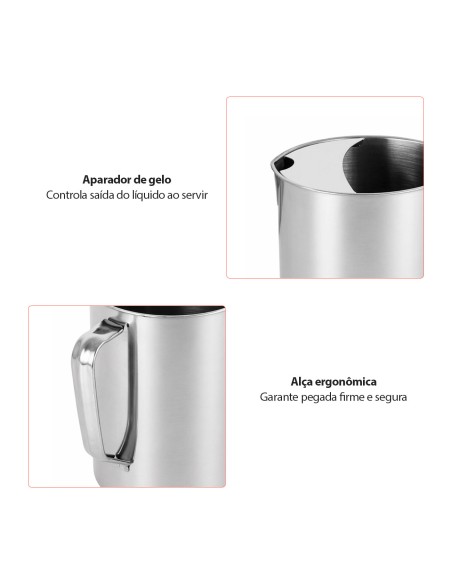 Jarra de Suco Agua Aço Inox Aparador Festa Bar Buffet 1,8L