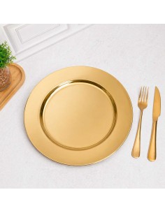 Sousplat Redondo Dourado Prato Inox Mesa Posta Buffet 33cm 2