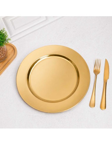 Sousplat Redondo Dourado Prato Inox Mesa Posta...
