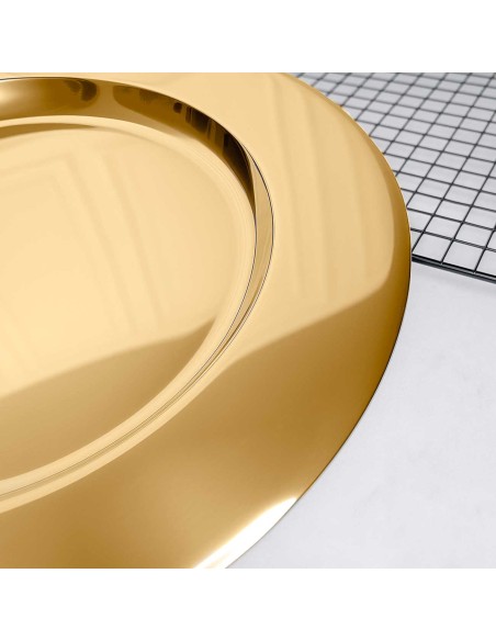 Sousplat Redondo Dourado Prato Inox Mesa Posta Buffet 33cm