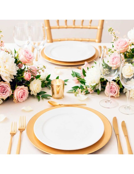 Sousplat Redondo Dourado Prato Inox Mesa Posta Buffet 33cm