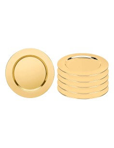 Sousplat Redondo Dourado Prato Inox Mesa Posta Buffet 6un