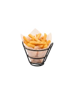 Cestinha Fritas Redondo Inox Preto Servir Petiscos Bar