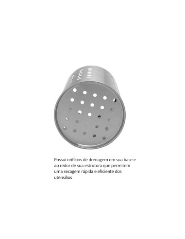 Porta Talheres Utensilios Suporte Aço Inox 1un