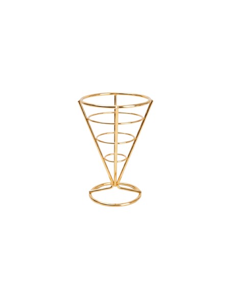 Suporte Cone Fritas Cestinha Inox Dourado Servir Petisco Bar