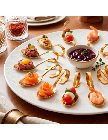 Colher Finger Food Inox Dourado Buffet Entrada Aperitivo