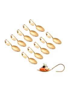 Colher Finger Food Inox Dourado Buffet Entrada Aperitivo...
