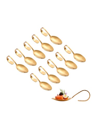 Colher Finger Food Inox Dourado Buffet Entrada...