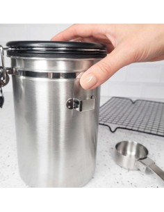 Porta Cafe Valvula Pote Hermetico 1,8L Colher Medidora Inox 2