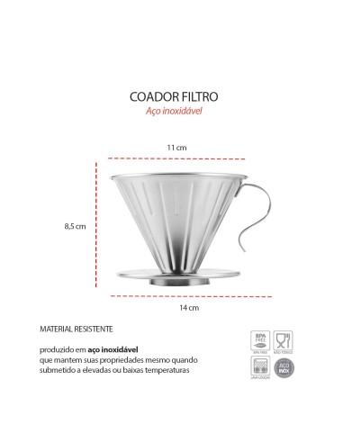 Coador Cafe Inox Filtro V60 Dripper Barista...